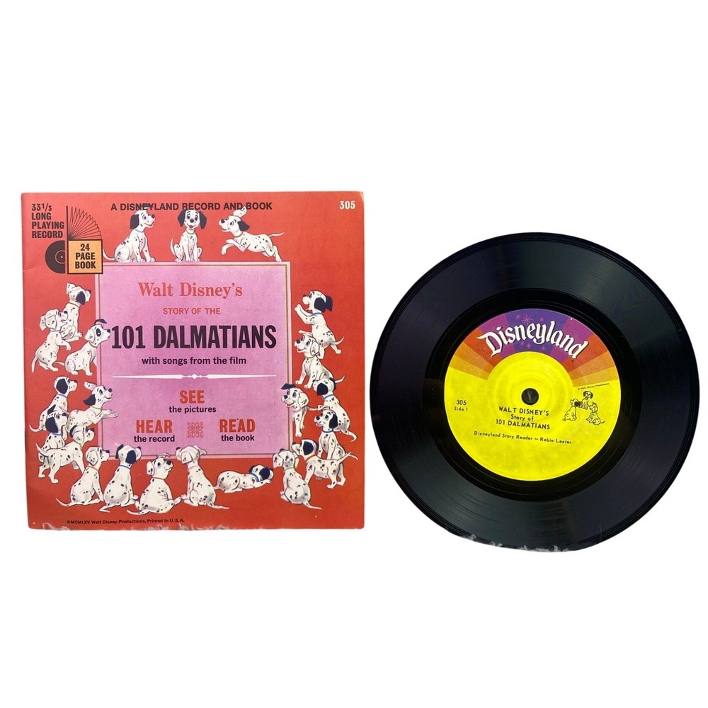1965 101 Dalmatians Disneyland Record and Book 305 Vinyl 33‎ 1/3 RPM